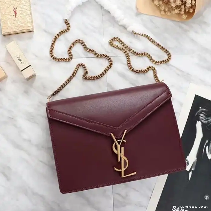 CHEAP Clasp Leather Cassandra In Laurent Smooth Burgundy Saint Gold Bag 0328